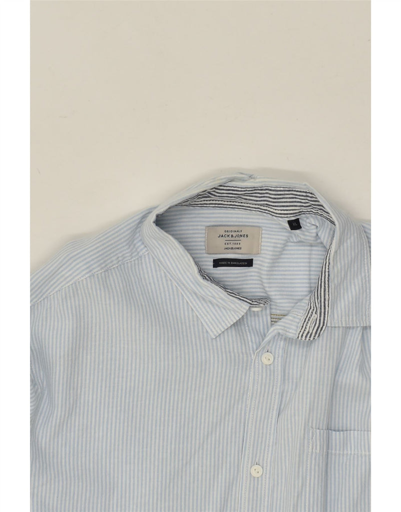 JACK & JONES Mens Shirt XL Blue Pinstripe Cotton | Vintage Jack & Jones | Thrift | Second-Hand Jack & Jones | Used Clothing | Messina Hembry 