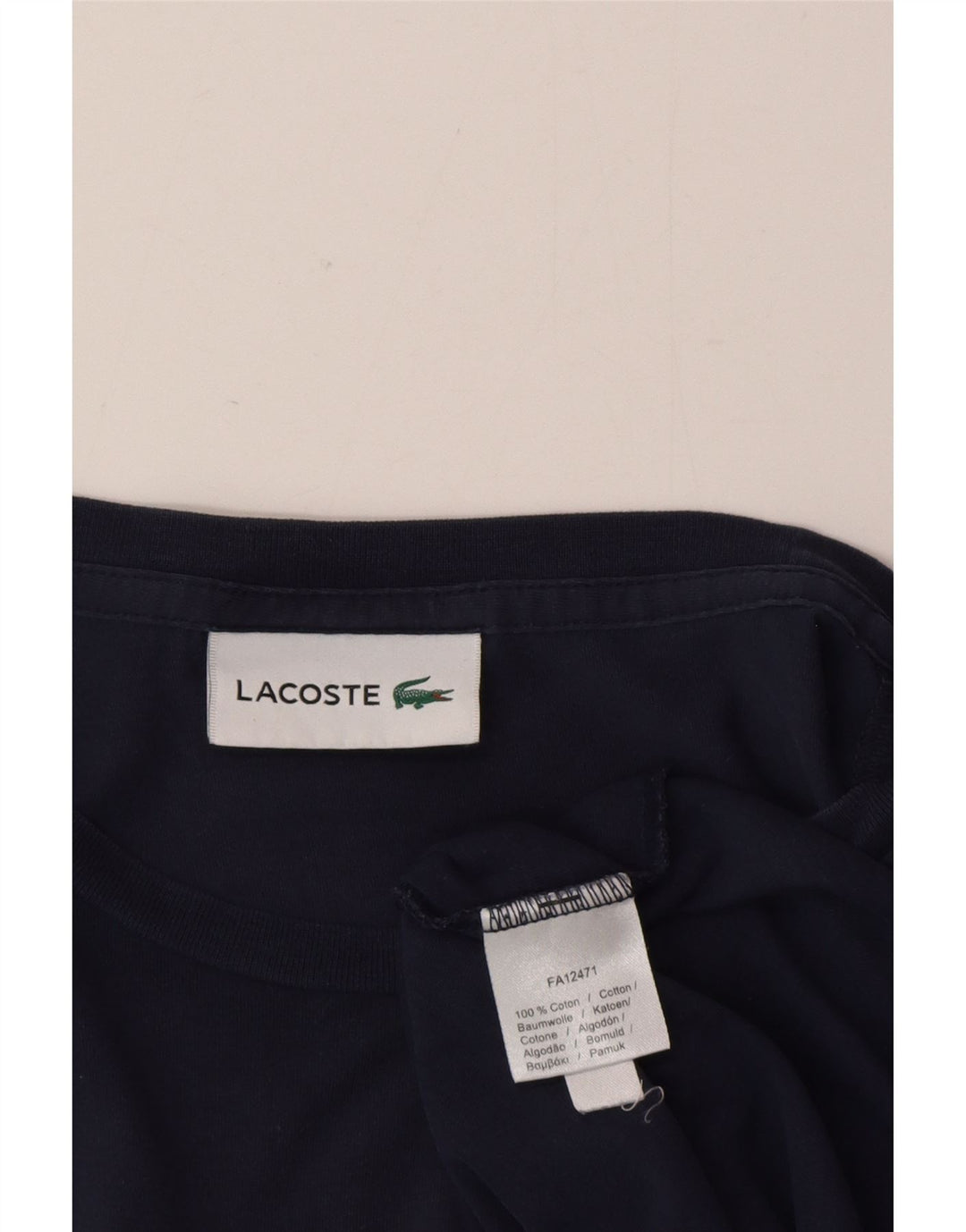 Lacoste Mens T-Shirt Top Large Navy Blue Cotton