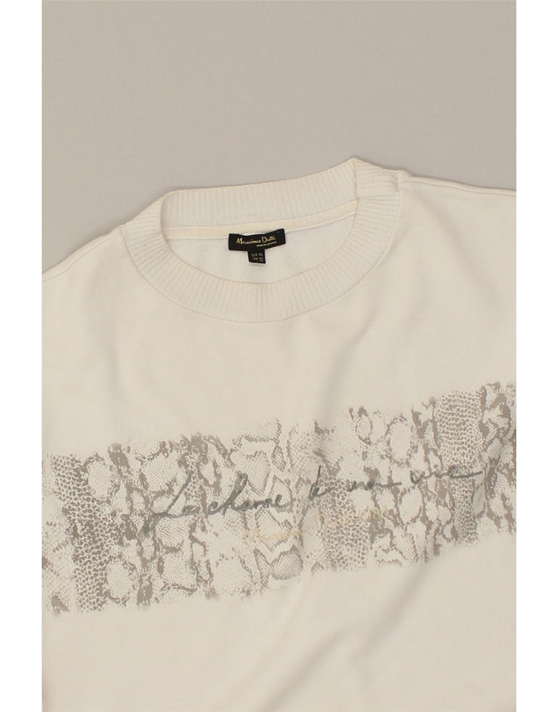 MASSIMO DUTTI Womens Graphic Sweatshirt Jumper UK 18 XL White | Vintage Massimo Dutti | Thrift | Second-Hand Massimo Dutti | Used Clothing | Messina Hembry 