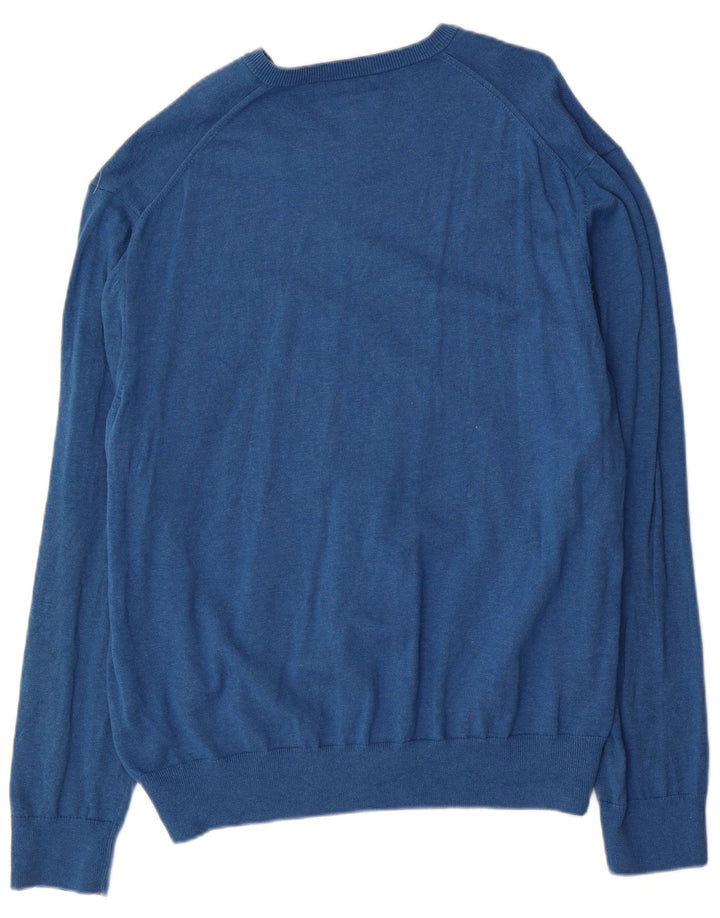 Marks & Spencer Mens V-Neck Jumper Sweater 3XL Blue Cotton