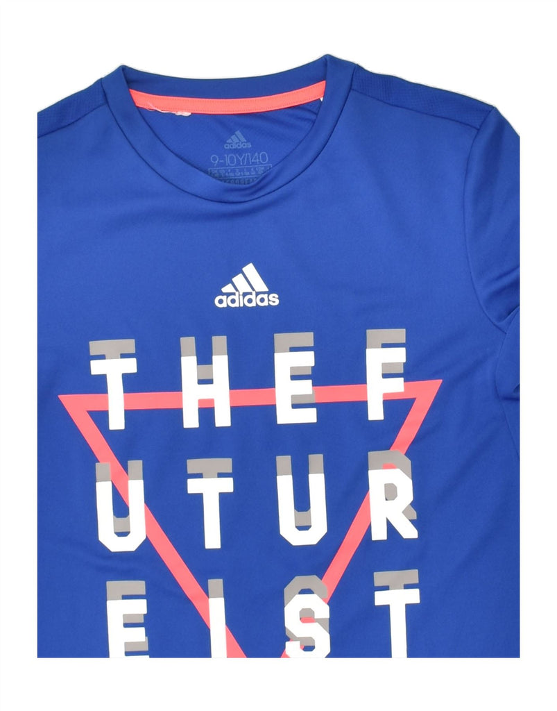 ADIDAS Boys Graphic T-Shirt Top 9-10 Years Blue Polyester | Vintage Adidas | Thrift | Second-Hand Adidas | Used Clothing | Messina Hembry 