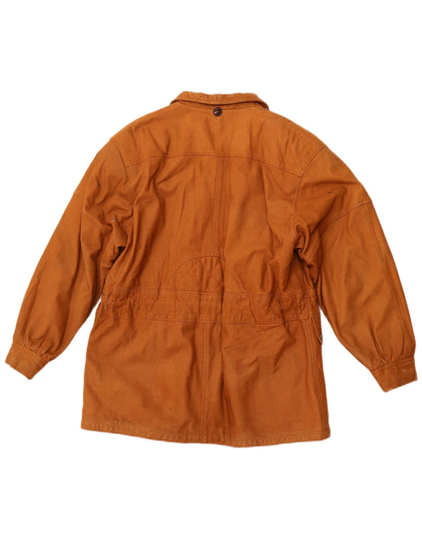 VINTAGE Womens Leather Jacket UK 6 Large Brown Leather