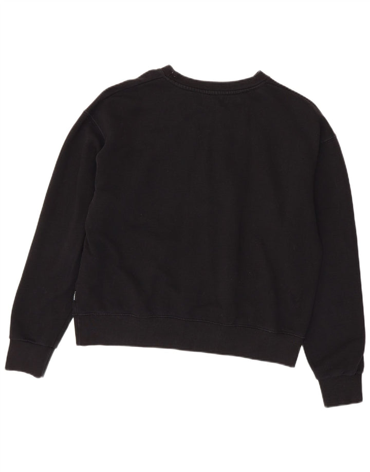 CONVERSE Womens Crop Graphic Sweatshirt Jumper UK 16 Large Black Cotton