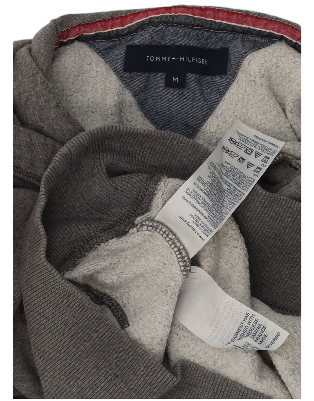 Tommy Hilfiger Mens Graphic Hoodie Jumper Medium Grey Cotton