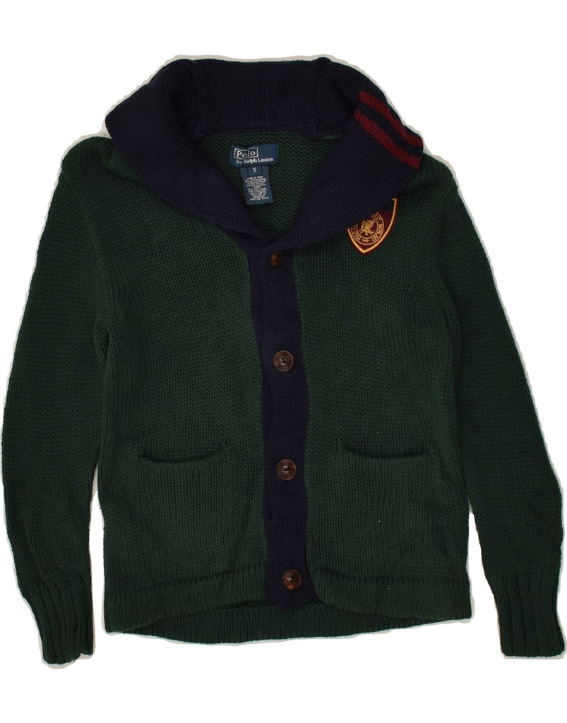POLO RALPH LAUREN Boys Cardigan Sweater 4-5 Years Green Colourblock Cotton | Vintage Polo Ralph Lauren | Thrift | Second-Hand Polo Ralph Lauren | Used Clothing | Messina Hembry 