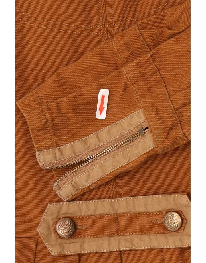 Marks & Spencer Womens Military Jacket UK 12 Medium Brown Cotton