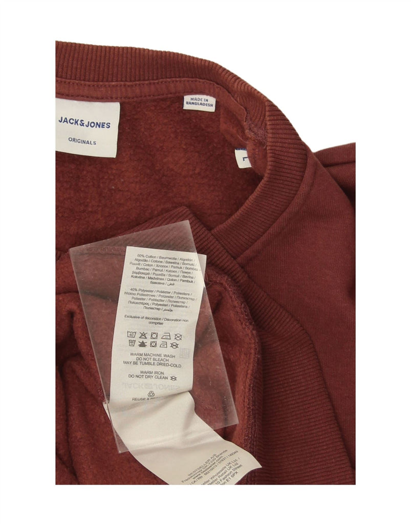 JACK & JONES Mens Sweatshirt Jumper Large Maroon Cotton Vintage Jack & Jones and Second-Hand Jack & Jones from Messina Hembry 