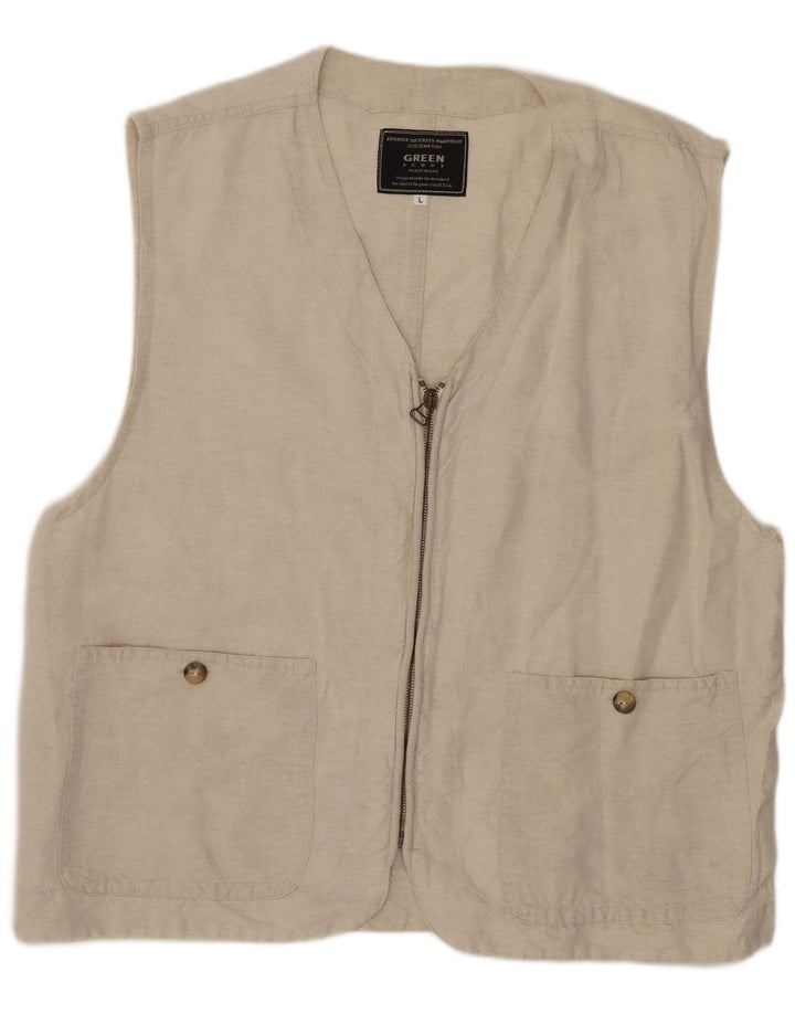 Vintage Mens Waistcoat Large Beige