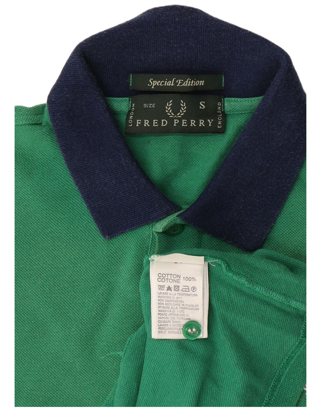 Fred Perry Mens Polo Shirt Small Green Colourblock Cotton