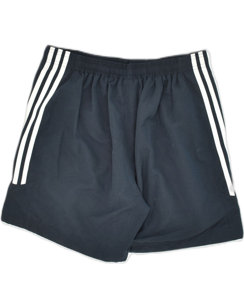 ADIDAS Womens Sport Shorts UK 14 Large Navy Blue Polyester | Vintage Adidas | Thrift | Second-Hand Adidas | Used Clothing | Messina Hembry 