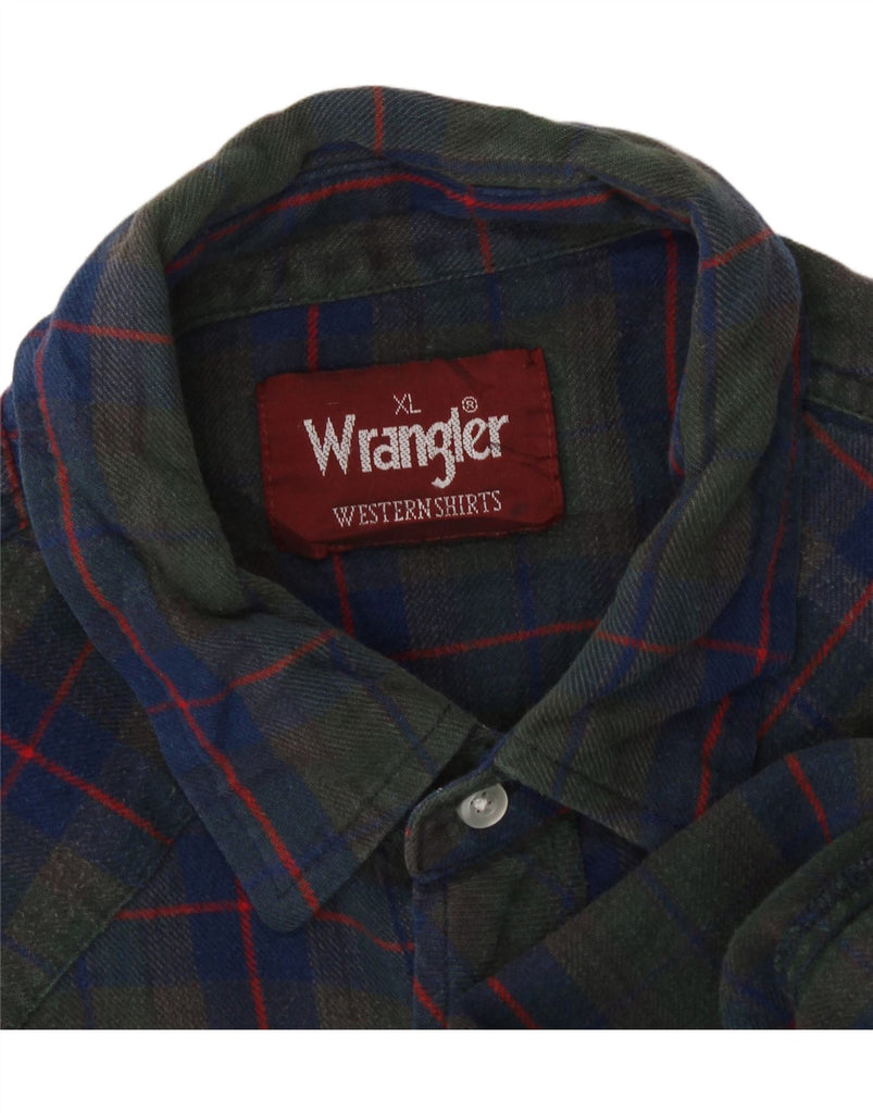 WRANGLER Mens Flannel Shirt XL Green Check Vintage Wrangler and Second-Hand Wrangler from Messina Hembry 