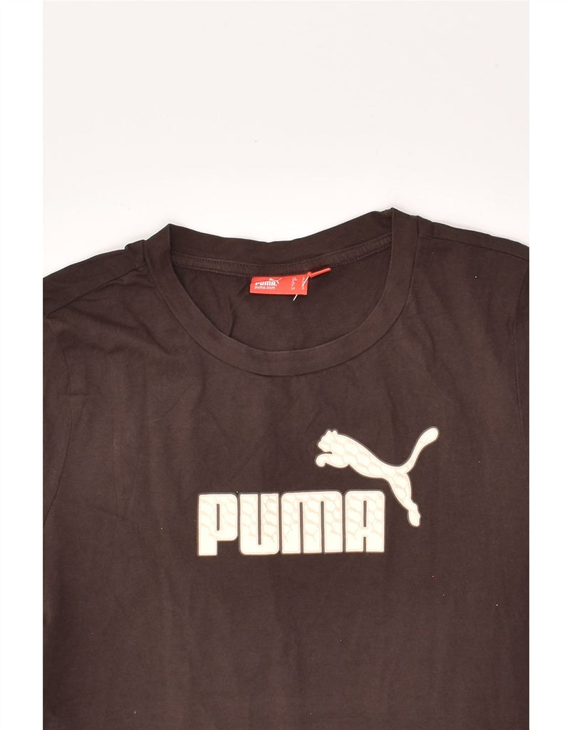 PUMA Womens Graphic T-Shirt Top UK 10 Small Brown | Vintage Puma | Thrift | Second-Hand Puma | Used Clothing | Messina Hembry 