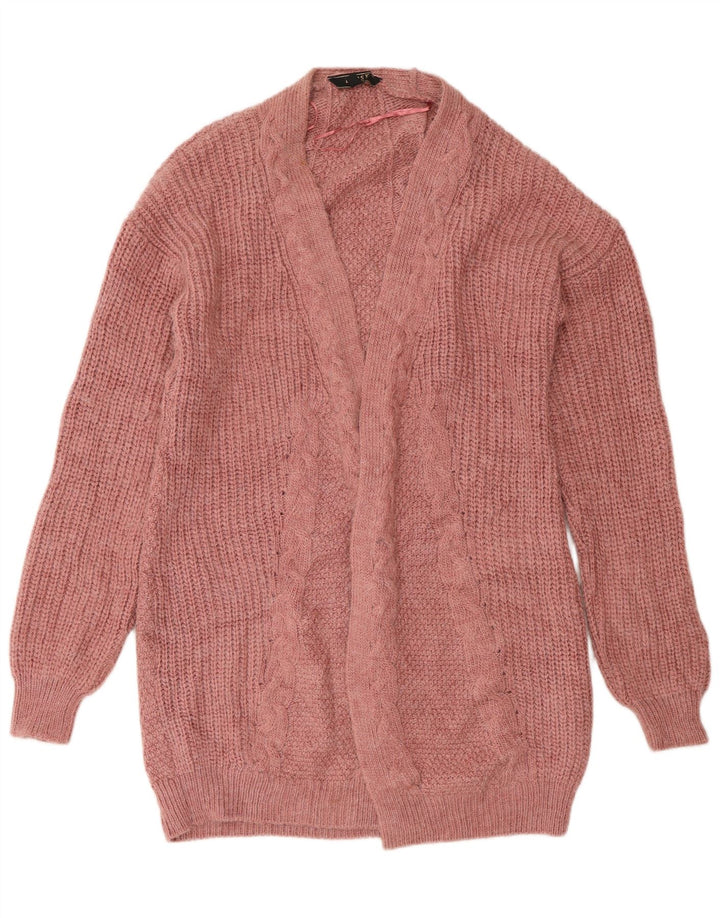 Lipsy Womens Longline Oversized Cardigan Sweater UK 12 Medium Pink Acrylic