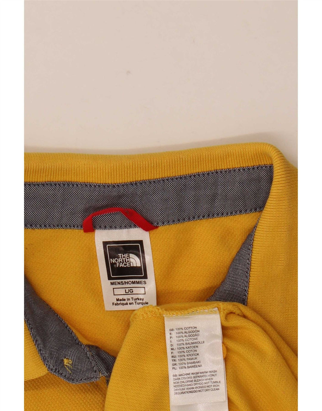 The North Face Mens Polo Shirt Large Yellow Cotton