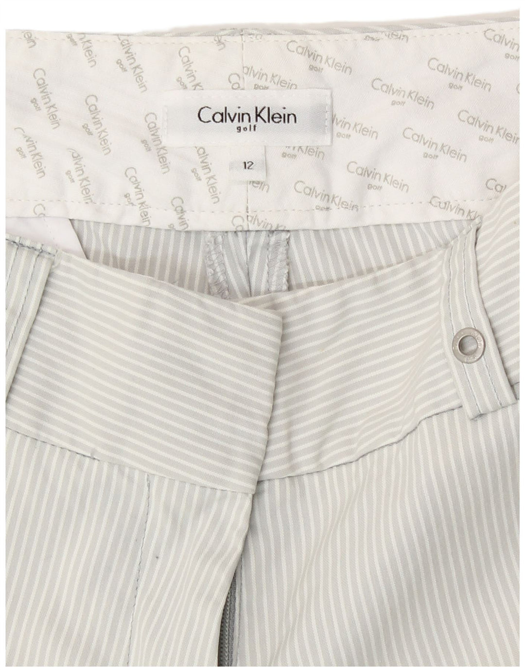 Calvin Klein Womens Golf Cropped Trousers US 12 Medium W30 L23 Grey Striped