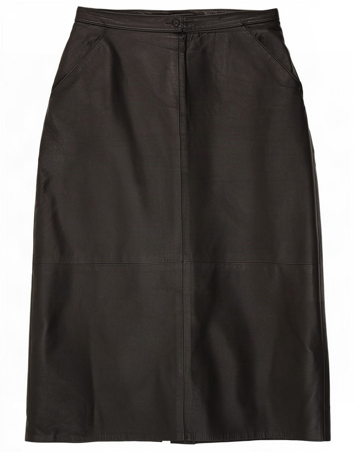 Vintage Womens Leather Skirt EU 40 Medium W28 Black