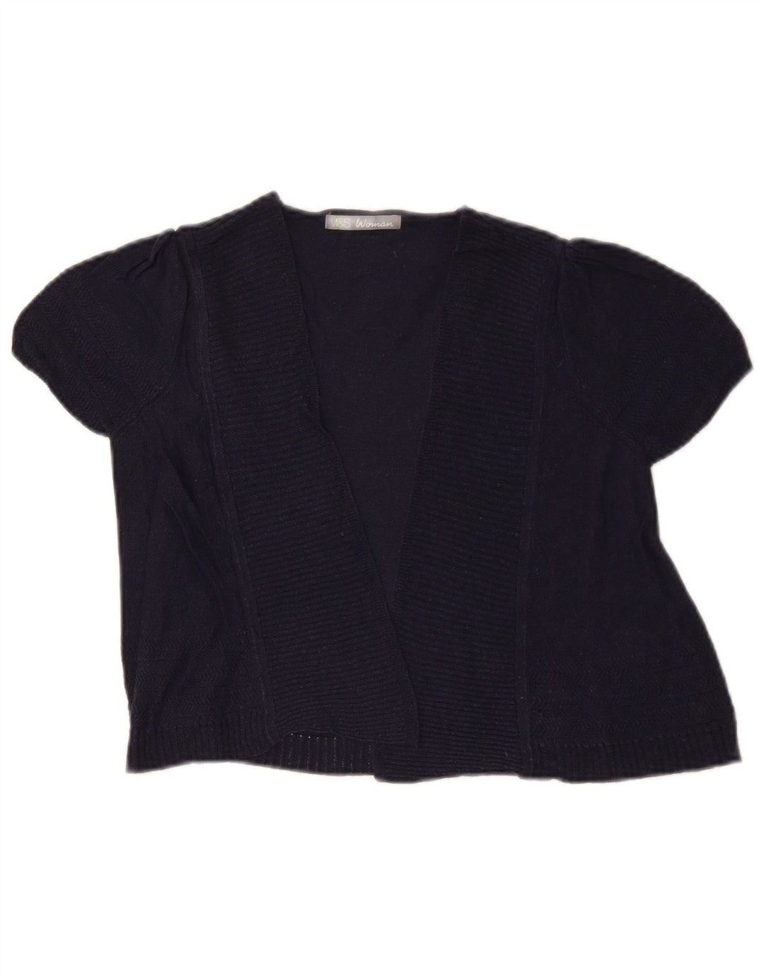 Marks & Spencer Womens Short Sleeve Cardigan Top UK 10 Small Navy Blue