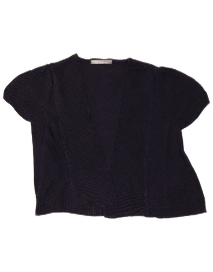 Marks & Spencer Womens Short Sleeve Cardigan Top UK 10 Small Navy Blue
