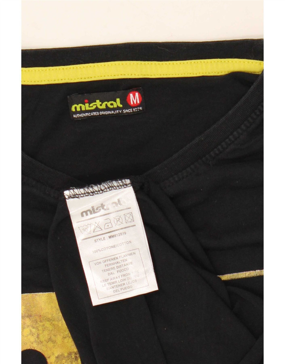 Mistral Mens Graphic T-Shirt Top Medium Black Cotton