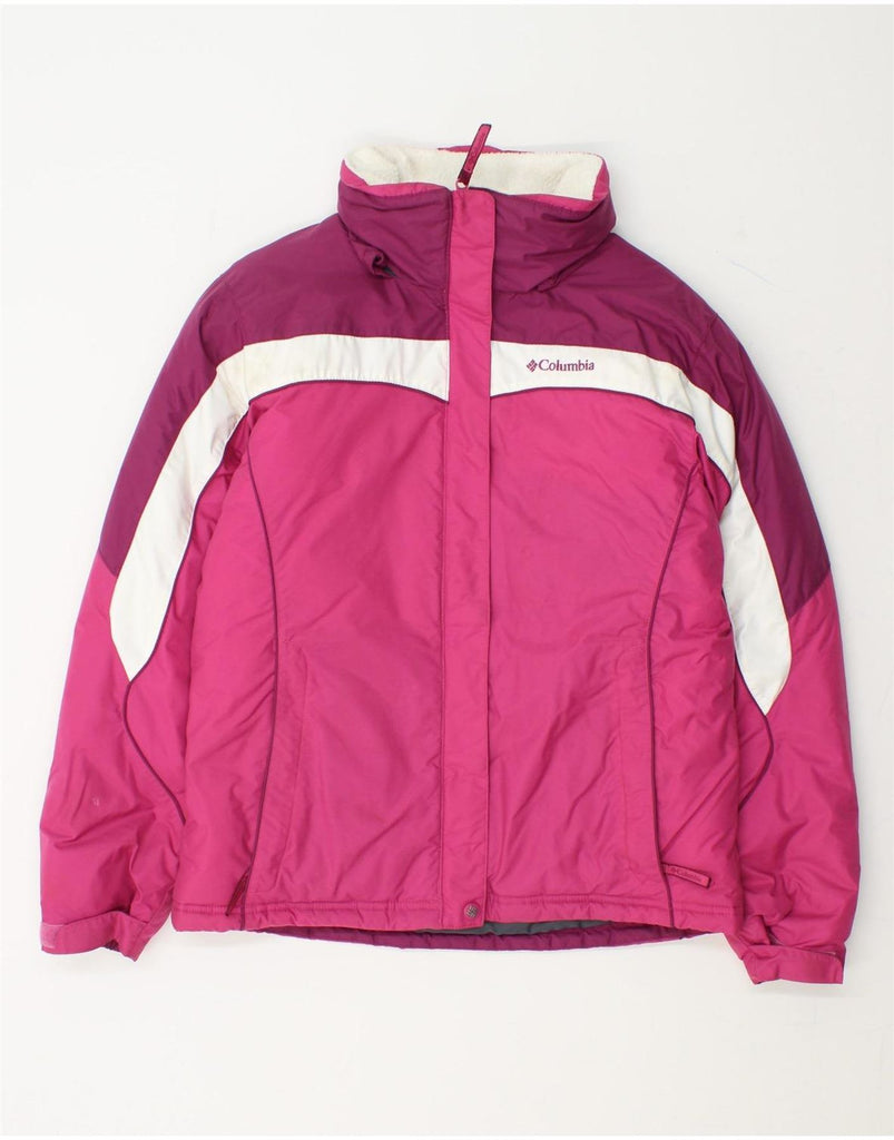 COLUMBIA Girls Padded Jacket 14-15 Years XL Pink Colourblock Polyester Vintage Columbia and Second-Hand Columbia from Messina Hembry 