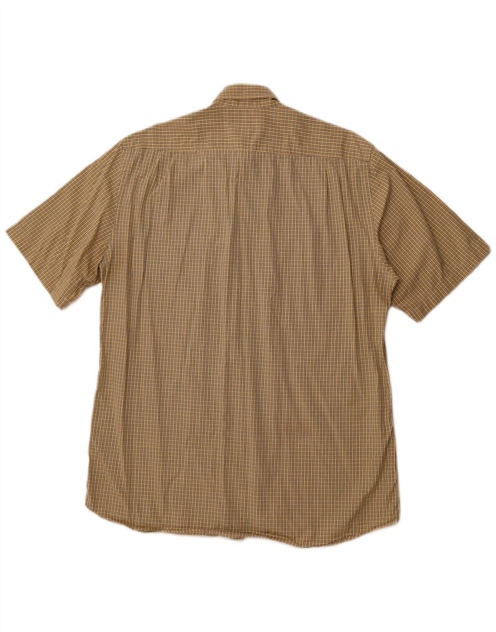 HUGO BOSS Mens Short Sleeve Shirt Size 40 Medium Yellow Check Cotton