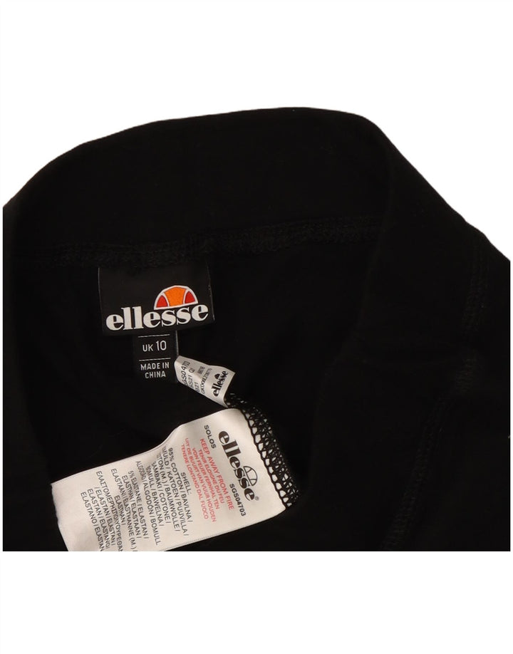 Ellesse Womens Graphic Leggings UK 10 Small Black Cotton