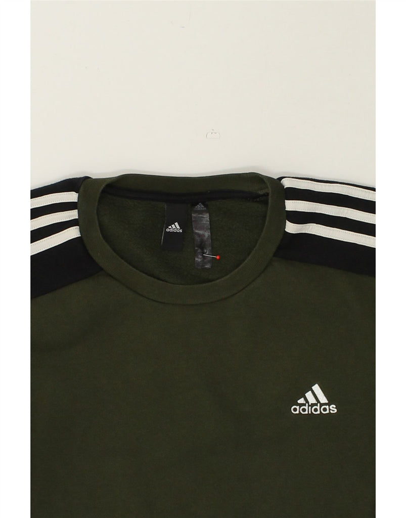 ADIDAS Mens Sweatshirt Jumper Medium Khaki Cotton | Vintage Adidas | Thrift | Second-Hand Adidas | Used Clothing | Messina Hembry 