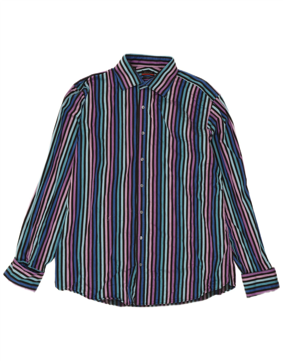 PIERRE CARDIN Mens Shirt Size 16 Large Multicoloured Striped Cotton