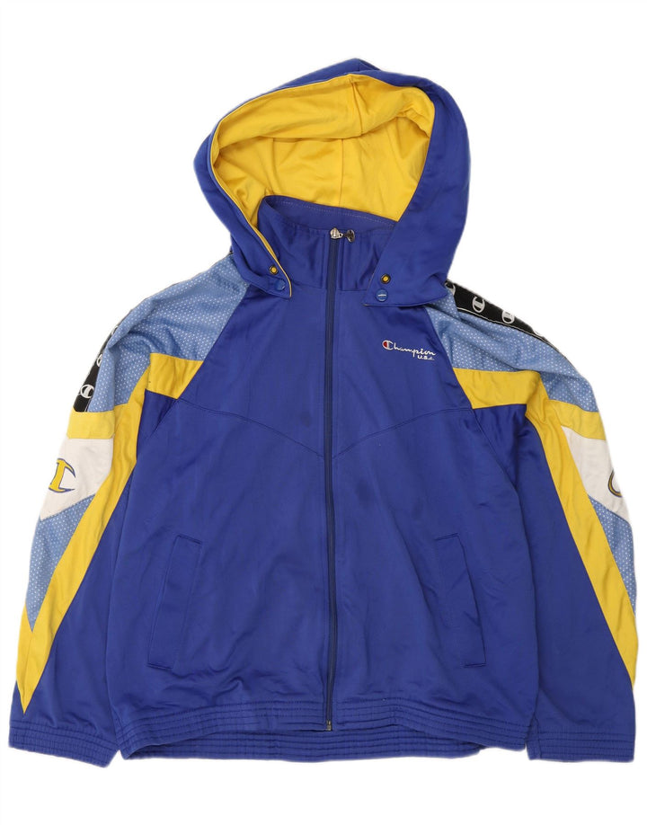 Champion Mens Loose Fit Graphic Tracksuit Top Jacket Small Blue Colourblock
