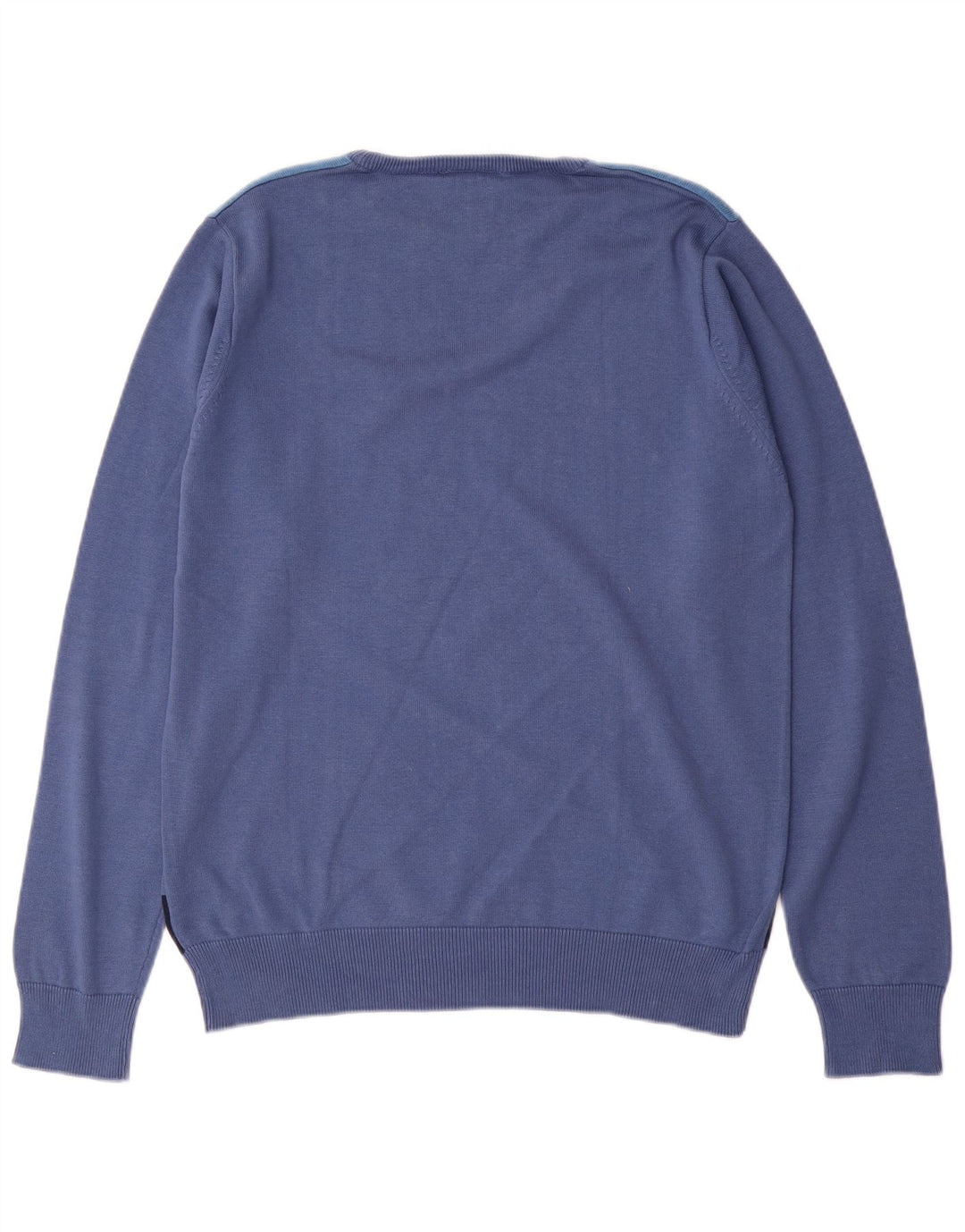 GIANMARCO VENTURI Mens Crew Neck Jumper Sweater Medium Blue Striped Cotton
