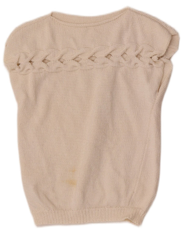 Vintage Girls Vest Tank Top 9-10 Years Beige