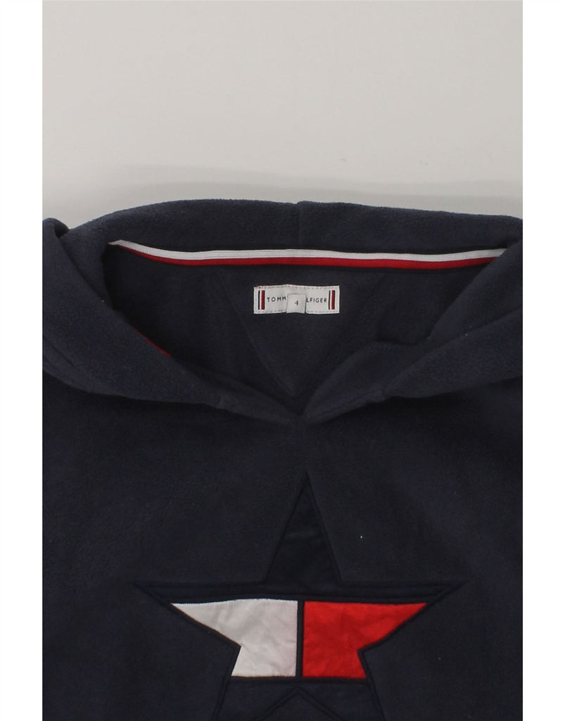 TOMMY HILFIGER Boys Graphic Hooded Fleece Jumper 3-4 Years Navy Blue | Vintage Tommy Hilfiger | Thrift | Second-Hand Tommy Hilfiger | Used Clothing | Messina Hembry 