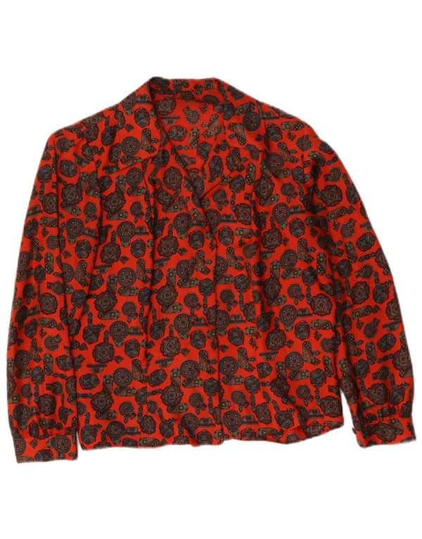 Vintage Womens Shirt Blouse UK 16 Large Red Geometric