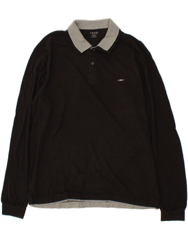 IZOD Mens Long Sleeve Polo Shirt Medium Black Cotton Vintage Izod and Second-Hand Izod from Messina Hembry 