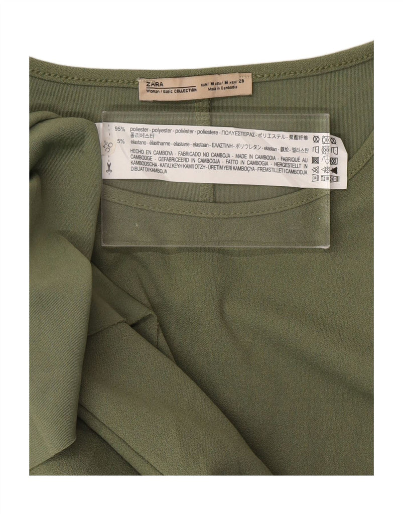 ZARA Womens A-Line Dress UK 12 Medium Green Polyester Vintage Zara and Second-Hand Zara from Messina Hembry 