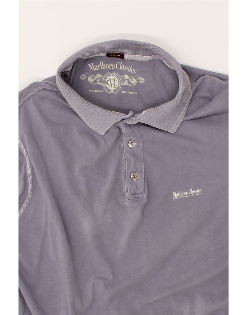 MARLBORO CLASSICS Mens Long Sleeve Polo Shirt Medium Grey Cotton | Vintage Marlboro Classics | Thrift | Second-Hand Marlboro Classics | Used Clothing | Messina Hembry 