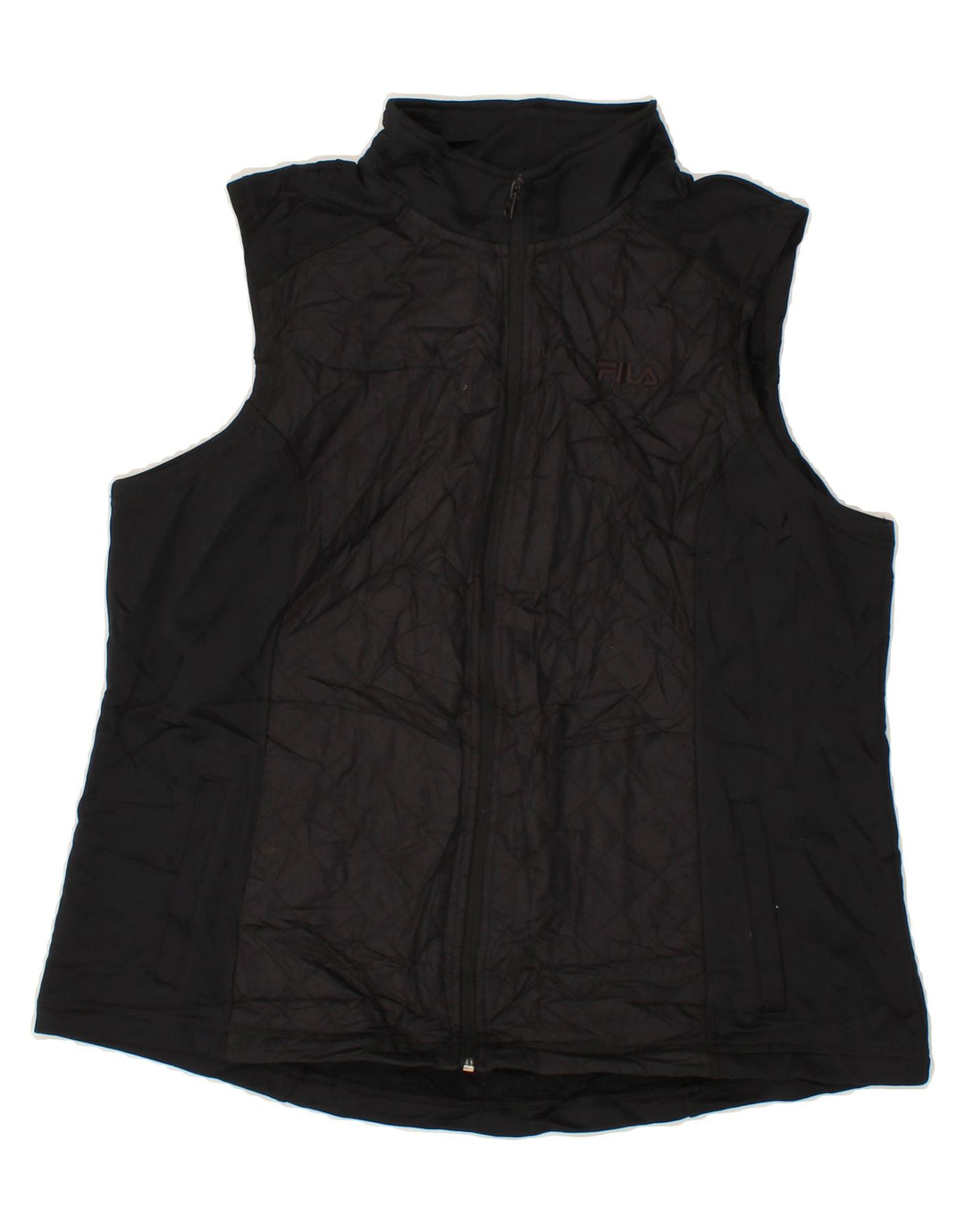 FILA Womens Sleeveless Tracksuit Top Jacket UK 18 XL Black Polyester Vintage Fila and Second-Hand Fila from Messina Hembry 