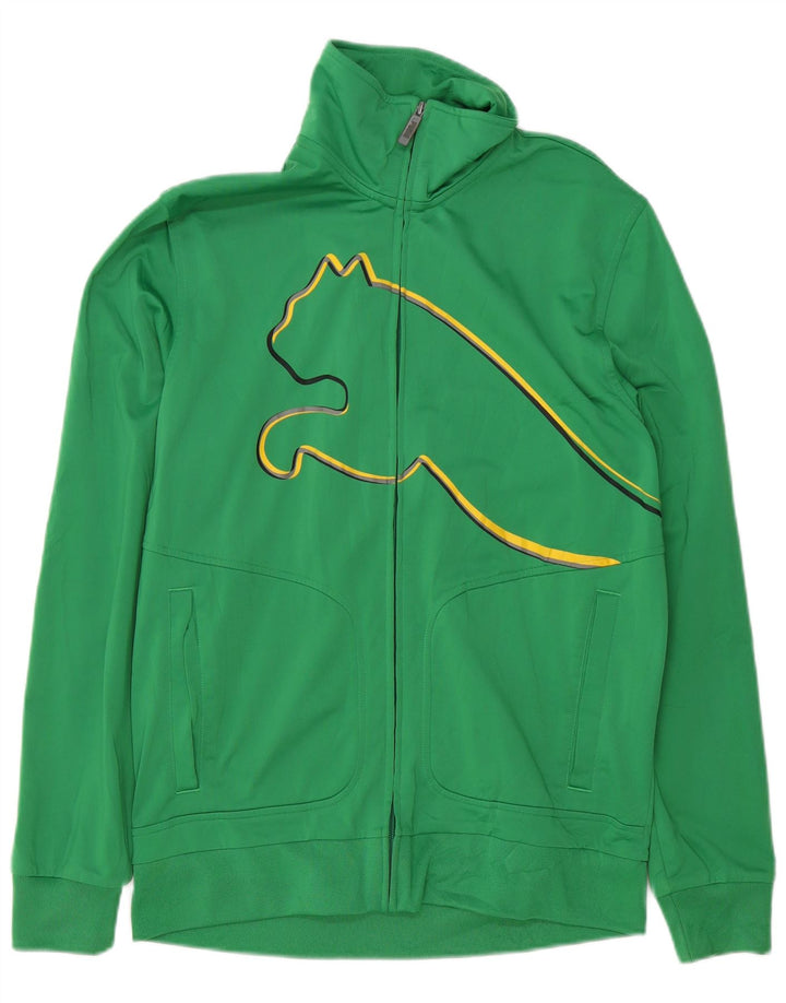 PUMA Mens Graphic Tracksuit Top Jacket Medium Green Polyester