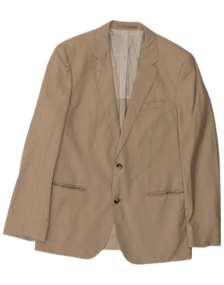 Hugo Boss Mens 2 Button Blazer Jacket EU 50 Large Beige Wool