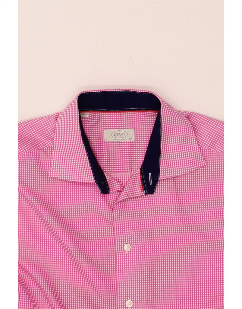 ETON Mens Shirt Size 16 1/2 42 Large Pink Gingham Vintage Eton and Second-Hand Eton from Messina Hembry 