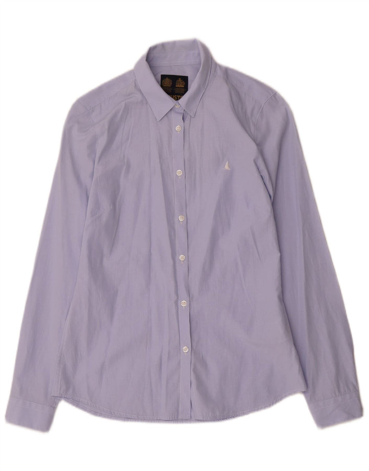 Musto Womens Shirt UK 8 Small Blue Pinstripe Cotton