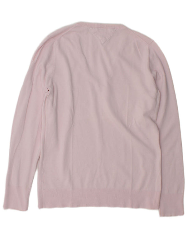 Tommy Hilfiger Womens V-Neck Jumper Sweater UK 16 Large Pink
