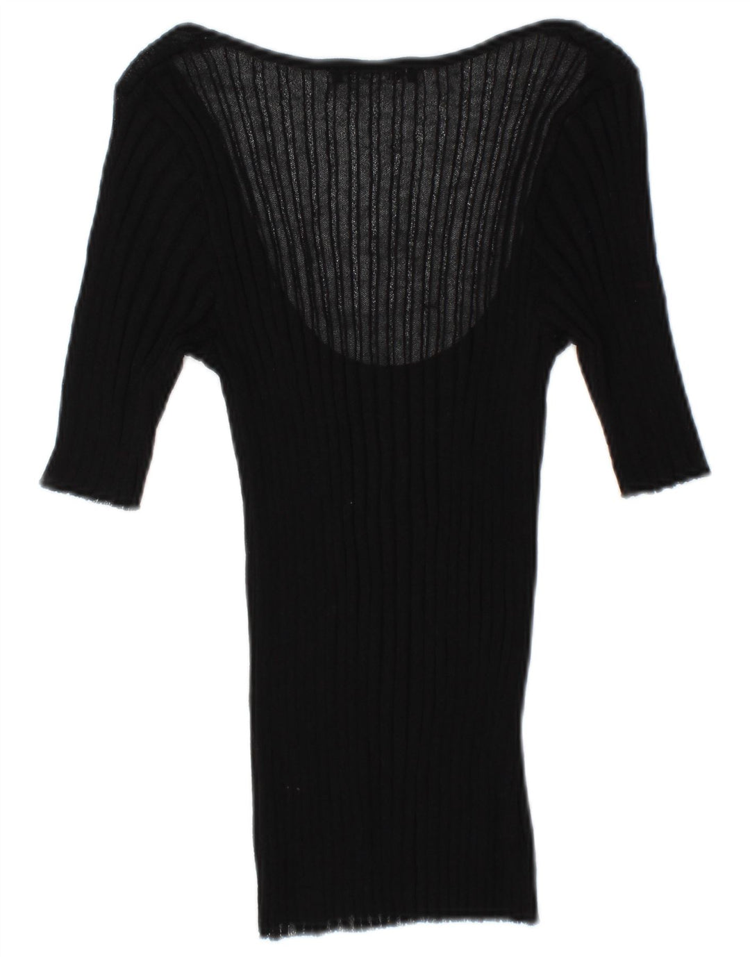 Zara Womens See Through 3/4 Sleeve Blouse Top UK 12 Medium Black
