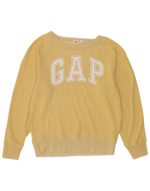 Gap Womens Graphic Sweatshirt Jumper UK 6 XS Yellow Cotton