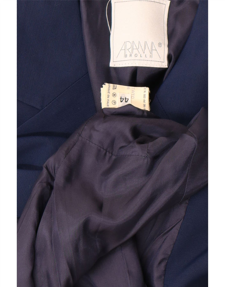 Vintage Womens 1 Button Blazer Jacket IT 44 Medium Navy Blue Acetate