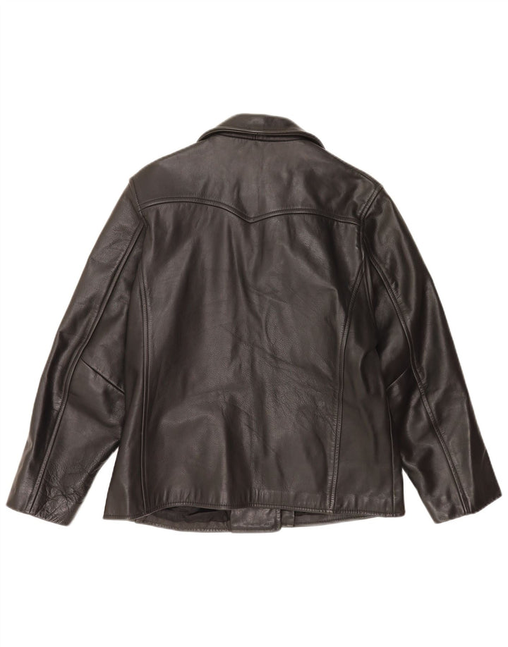 Club Monaco Womens Leather Jacket UK 14 Medium Black Leather