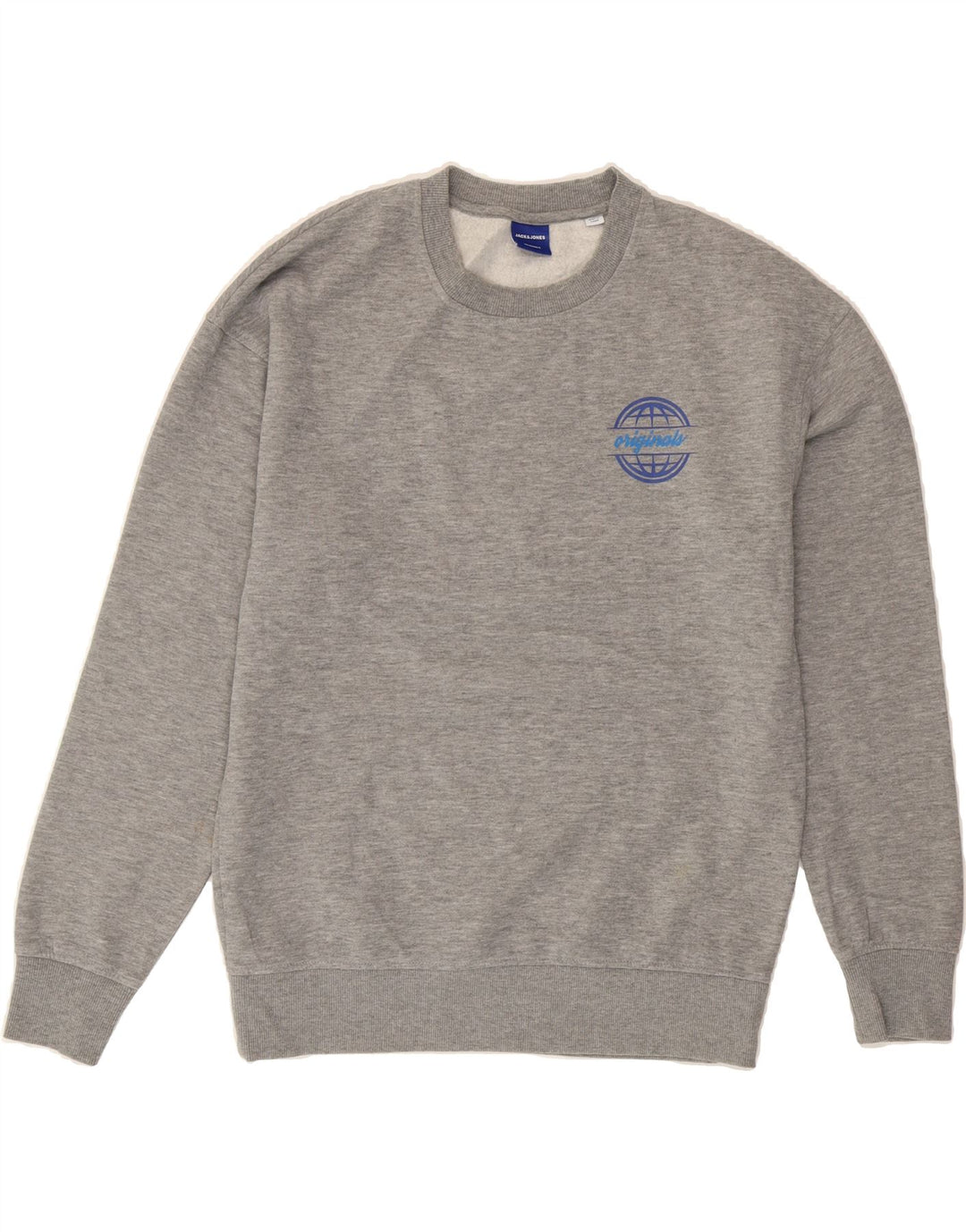 JACK & JONES Mens Sweatshirt Jumper Medium Grey Polyester Vintage Jack & Jones and Second-Hand Jack & Jones from Messina Hembry 