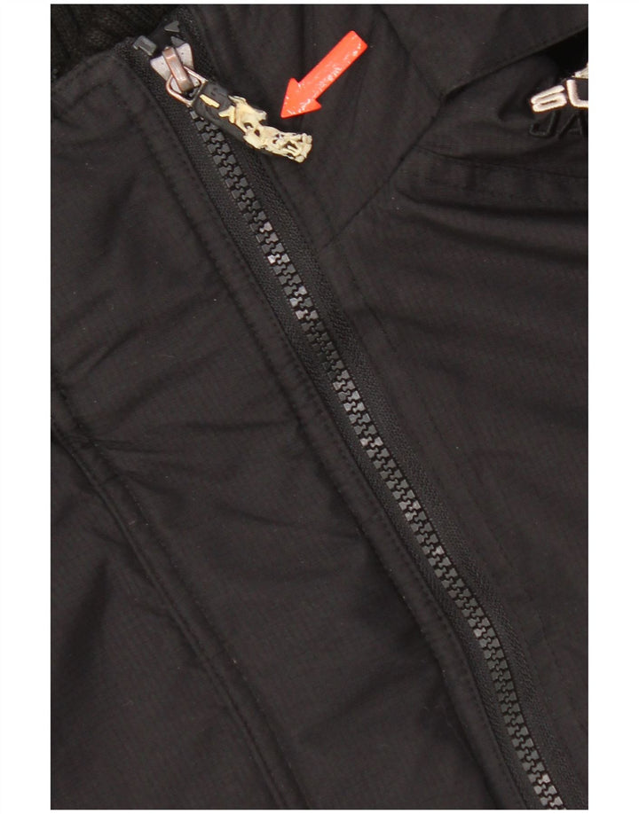 Superdry Womens Hooded Windbreaker Jacket UK 16 Large Black Nylon