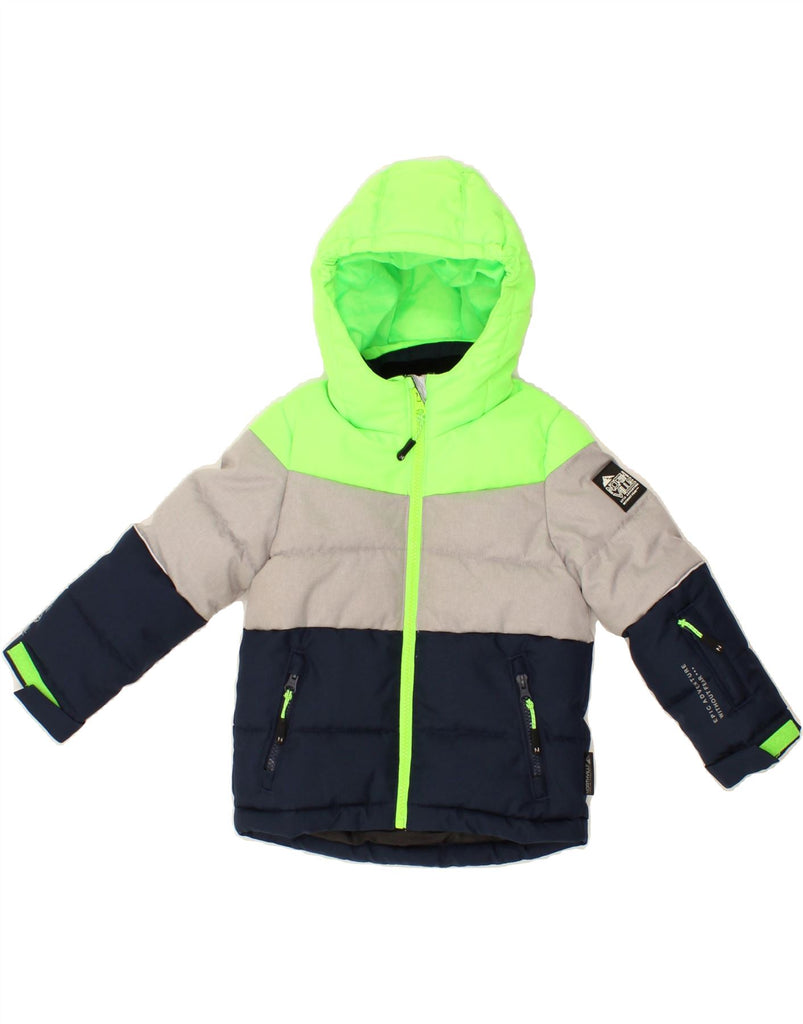 C&A Boys Hooded Padded Jacket 3-4 Years Navy Blue Colourblock Polyester | Vintage C&A | Thrift | Second-Hand C&A | Used Clothing | Messina Hembry 