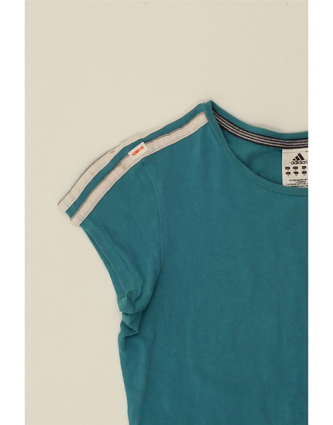 ADIDAS Womens T-Shirt Top UK 12 Medium Blue Cotton Vintage Adidas and Second-Hand Adidas from Messina Hembry 